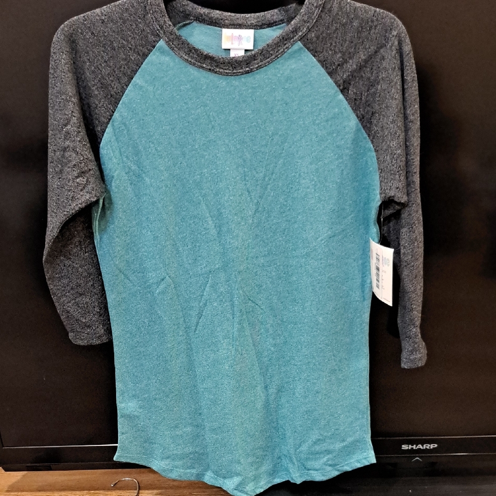 LuLaRoe Teal and Charcoal Long Sleeve Tee